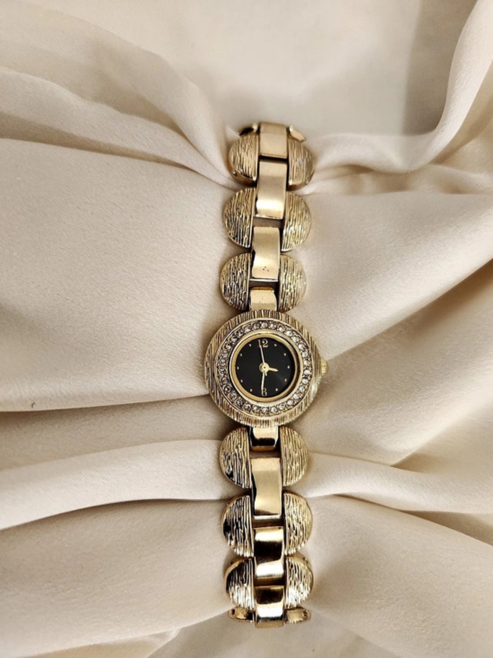 Allude Gold-Tone Link Watch Black Dial